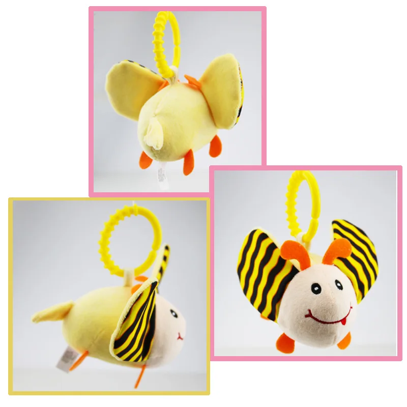 Pull String Vibration Bee Ladybird Mouse Stroller Kids Hanging Toy