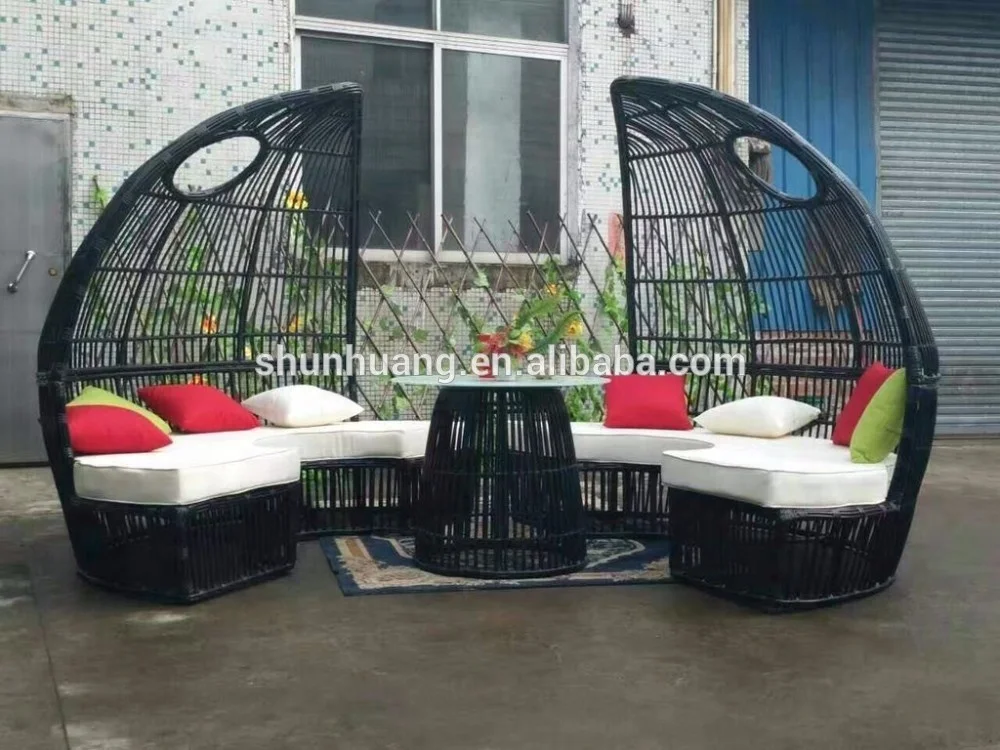 
Leisure outdoor rattan double sun bed rattan wicker chaise lounge 
