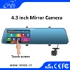 Touch screen dual lens dashboard camcorder mirror rearview dvr full hd 1080p night vision driver car atuo camera