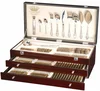86pcs luxury high mirror flatware set with wood case for home use