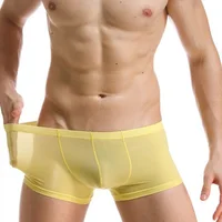 

Yellow Nylon Boxer Briefs Ice Silk Thin Men's Sexy Underwear With Cheap Price