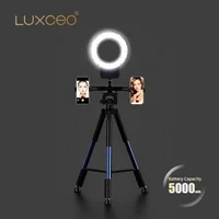 

3000K-6000K Small LED Camera Light Selfie Circle Dimmable Photographic Video Light with Tripod Stand Ring Lamp