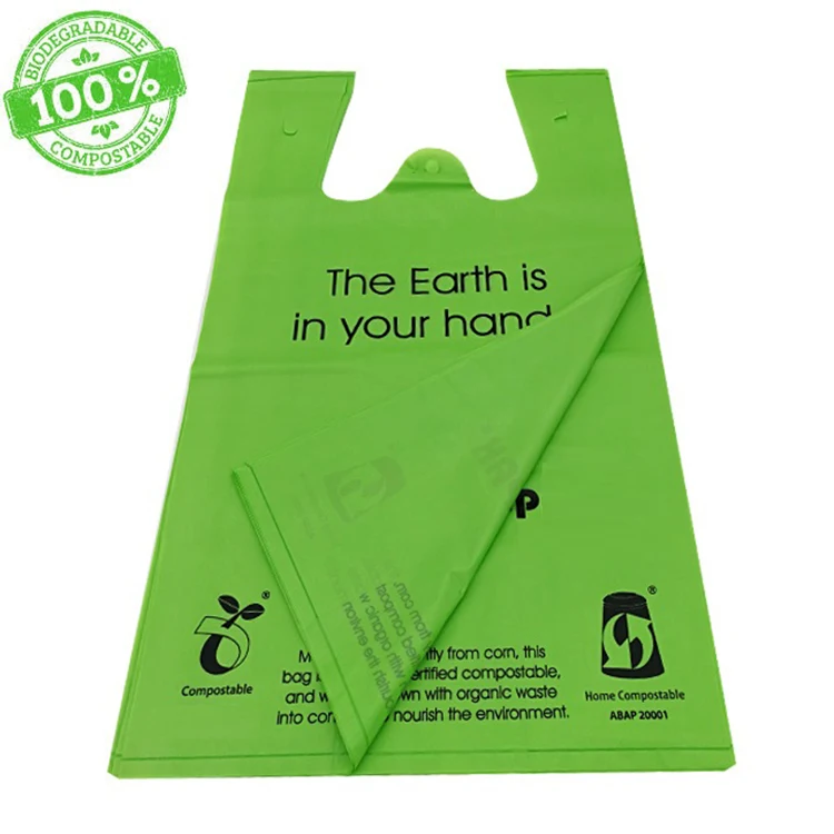 Corn Starch Made Custom Printed Biodegradable Vest Plastic Carrier Bag Wholesale With Logo - Buy ...