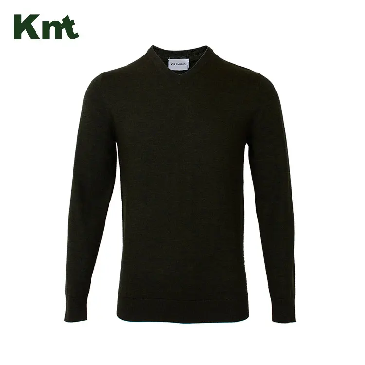 

Top Quality Knitted Pullover Men Cotton V Neck Sweaters For Men, Dark green