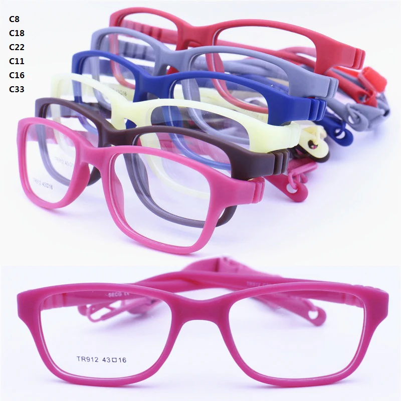 

drop sales 912 high classic TR90 square shape flexible hingeless temple with elastic strap optical glasses for kids