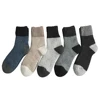 Socks Factory Wholesale Winter Mens Spliced Color Thick Warm Wool Crew Socks