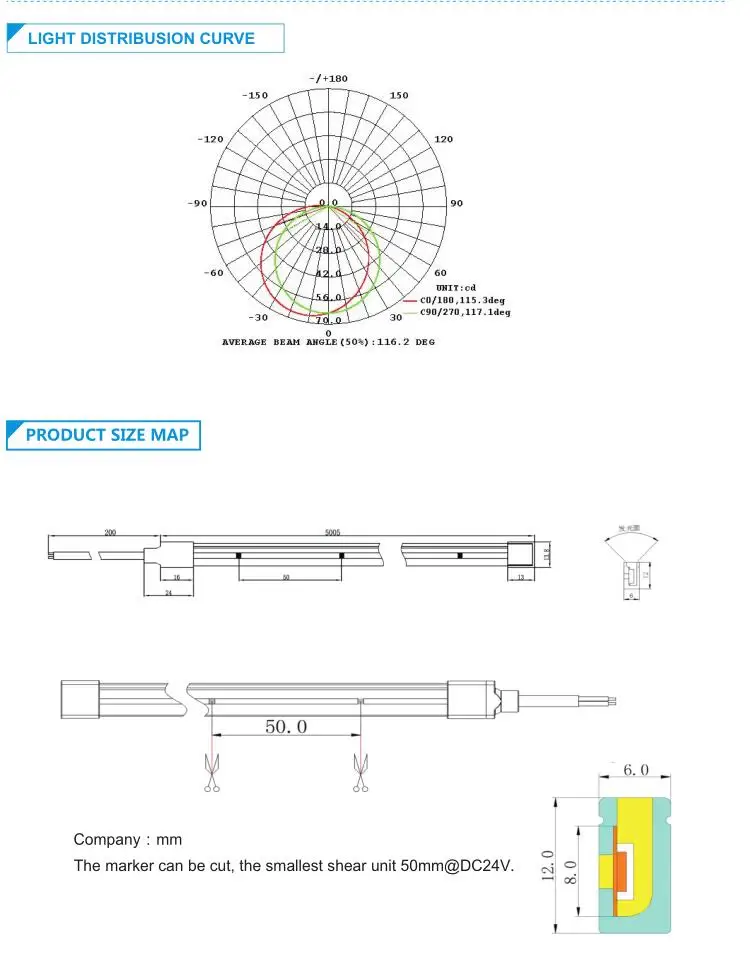 Neon light tubes 120 led per meter pure white led neon strip thin rope light for signage lighting