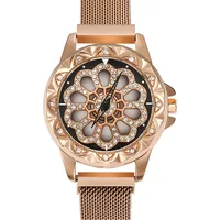 

Fashion Rotation Crystal Women Watches Rose Gold Casual Bracelet Lady Watch Luxury Female Clock reloj mujer