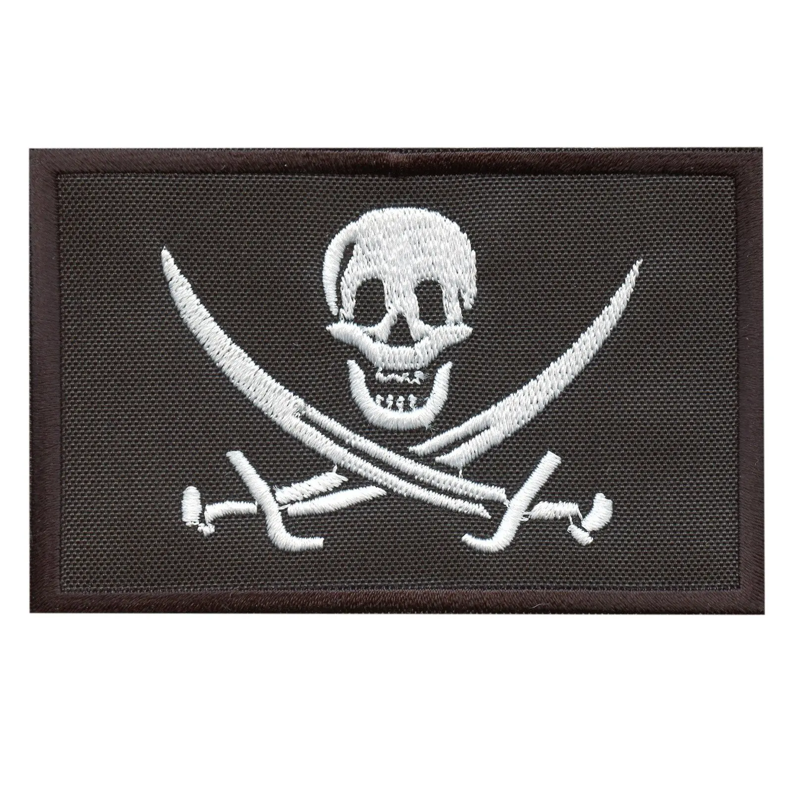 Jolly Roger Calico Jack Flag Embroidered Patch Tan Subdued Pirate Skull Iron-On