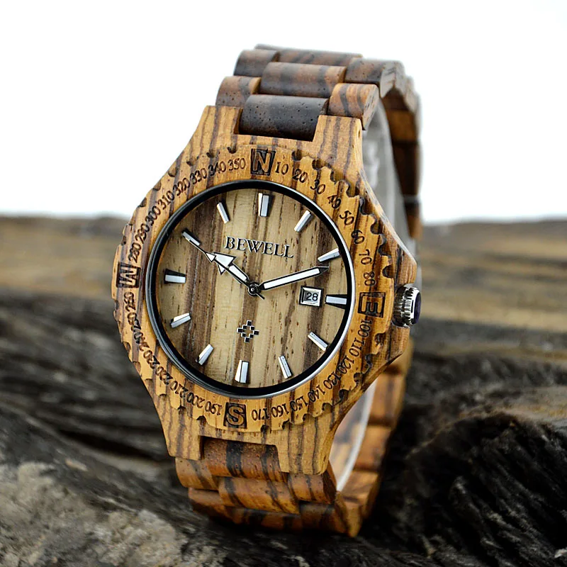 

Mens top brand Luxury Newest Zebra Wood Men Big Wristwatches