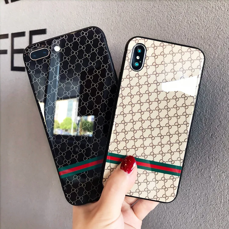 

Luxury faimous brand tempered glass case for iphone X XS MAX XR, Western style for iphone case branded