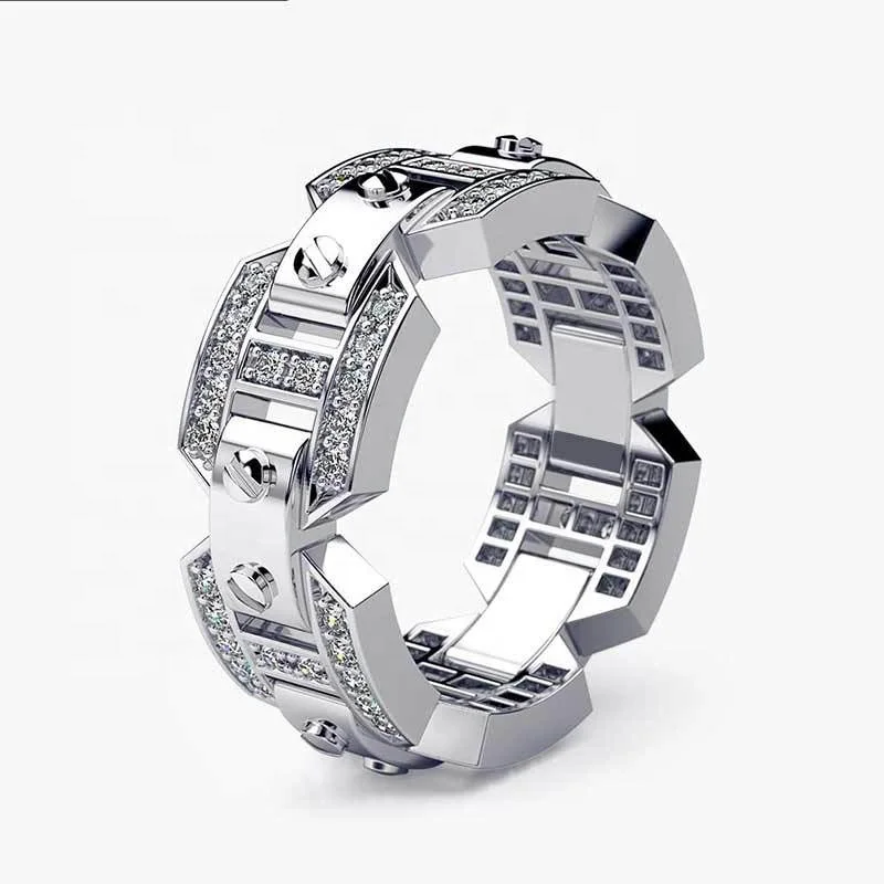 

Caoshi Unique Style Punk Rings For Men Three Colors Plated Men Rings Jewelry 925 Silver Bague Homme, Rose gold
