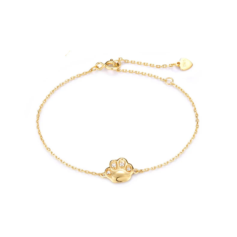 

Fashion Animal Theme Jewelry Cat Dog Paw Bracelet Gold Plated 925 Sterling Silver Chain & Link Bracelets Bracelets, Bangles, Picture