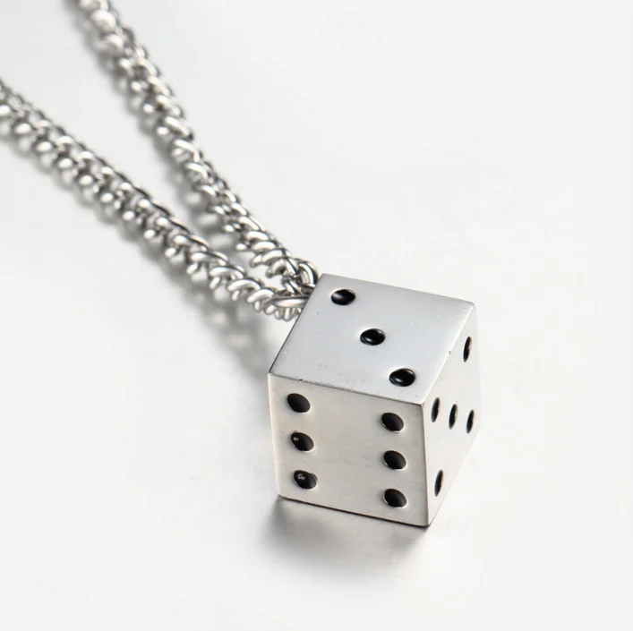 Hiphop Gold Dice Necklace Fashion Men's Necklace Pendants Jewelry Stainless Steel Jewelry Chain