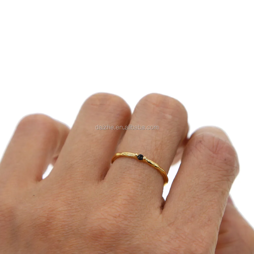 

fashion 925 sterling silver china black cz paved gold filled tiny band finger rings for women