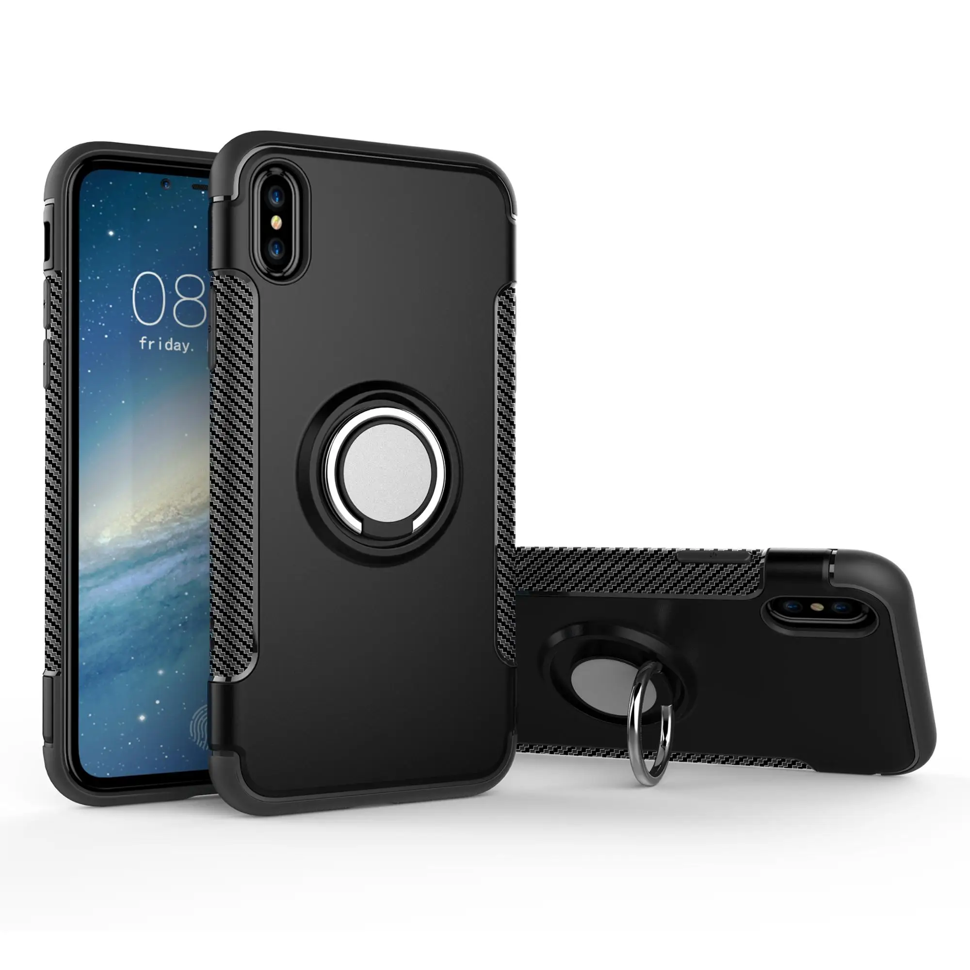 

New arrival black cover for iphone 10 case x case custom logo, for iphone x case hybrid with kickstand, Can be customized