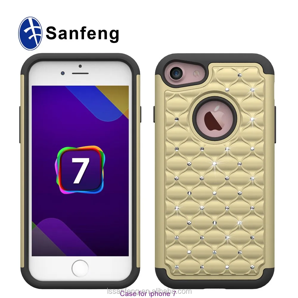 bling hard pc rubber coating phone case for apple iphone 7 plus