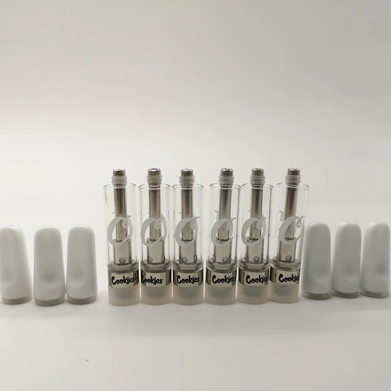 

0.8ml Empty Tank 510 Thread Battery 2.0mm Hole Size White Ceramic Mouthpiece Glass Tube Foam Package Cookies Cartridges