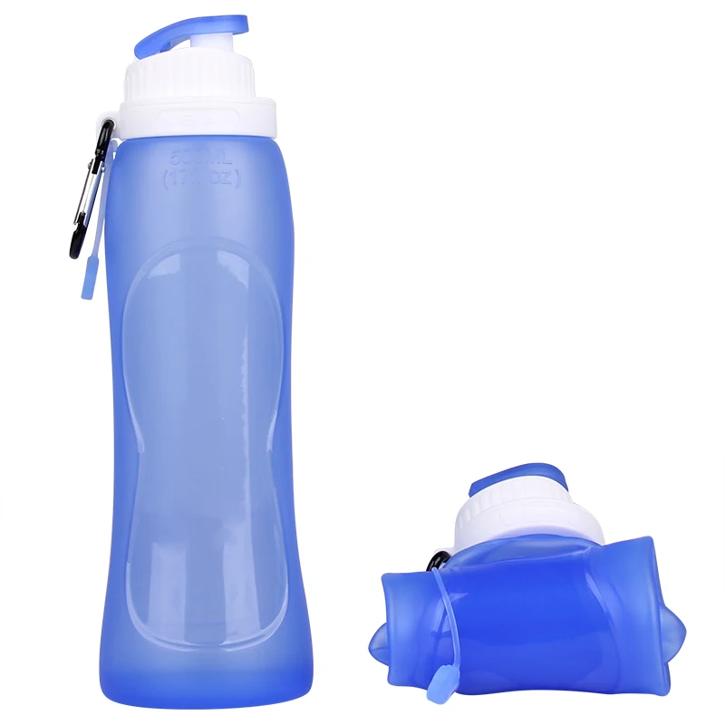 

Personalized Soft Collapsible Silicone BPA Free Water Bottle 500 ML, Sky blue;clear;orchid;charcoal gray