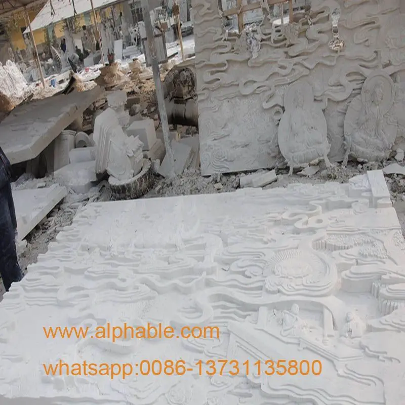 
Building decoration using white marble relief 