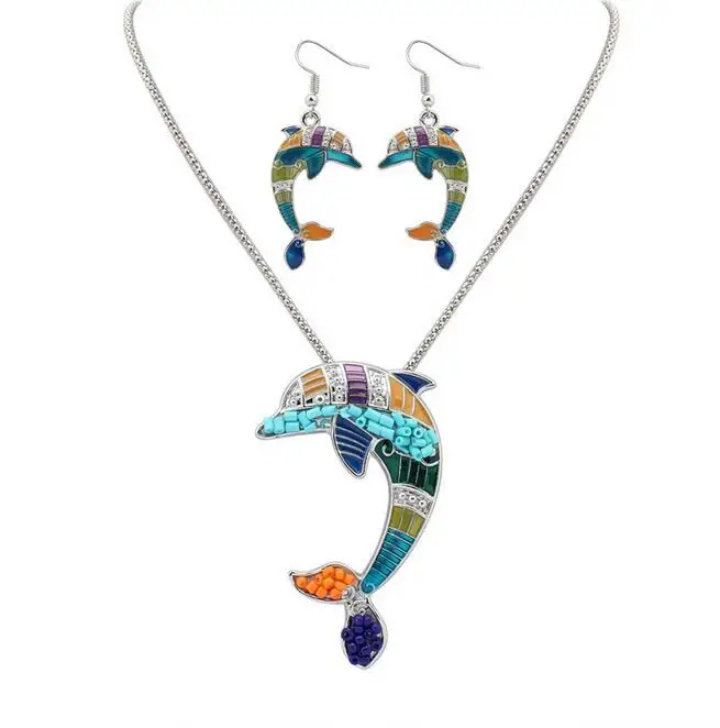

Hot Sale Animal Gold Silver Enamel Horse Jewelry Necklace Set