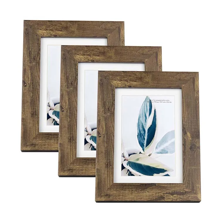 

Scholar tree Wooden Picture Frame Wooden Photo Frame for Wall or Tabletop with Mat (Yellow and Brown,5x7 inches 3P)