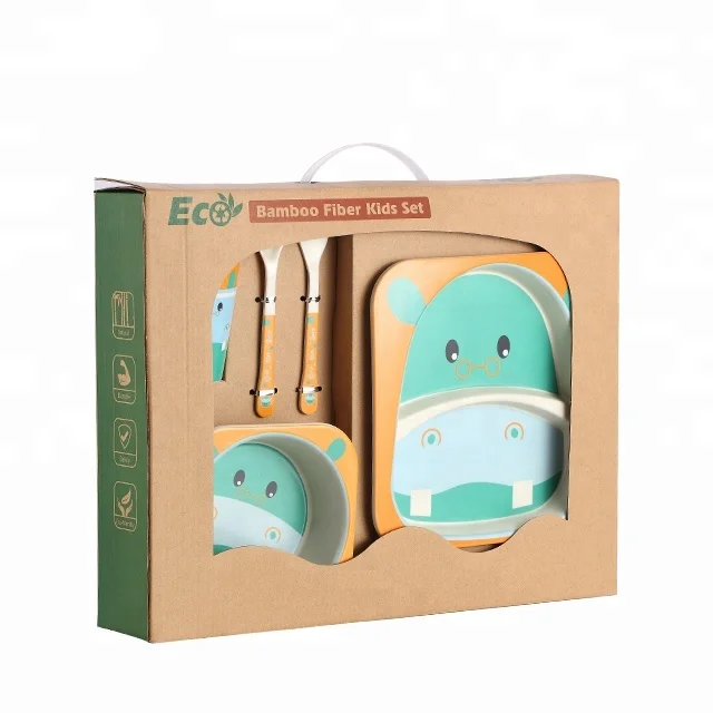 

Household Children Kitchen Set Bamboo Fiber Kids Dinner Set Children Dinnerware A001