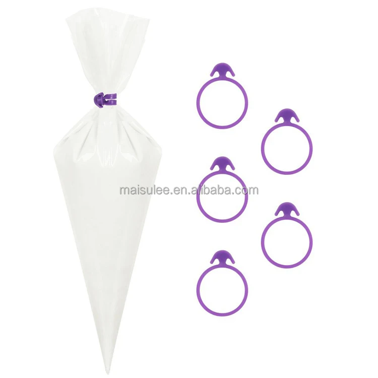 

100PCS/Set Disposable Pastry Piping Bags With 5 Pieces Decorating Icing bag Ties, Transparent