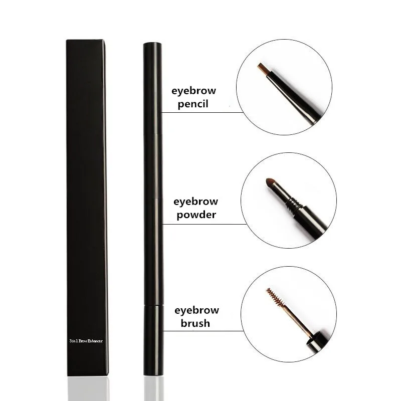 

Hot popular 4 colors eyebrow pencil waterproof 3 in 1 private label eyebrow pencil