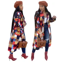 

M3498 new item women's long casual fashion European and American classic plaid