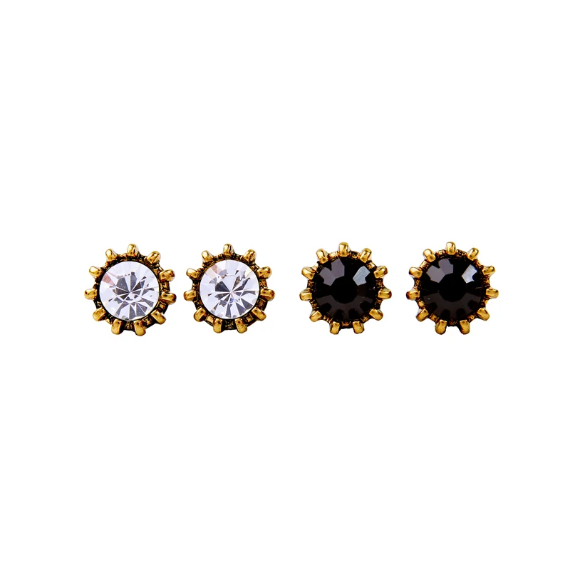 

ed01308c Large Crystal Stud Earrings, Gold Metal Earring, As picture