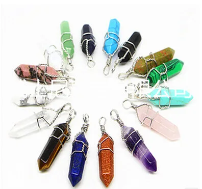 

Gemstone Rock Natural Crystal Quartz Healing Point Chakra Stone Pendant
