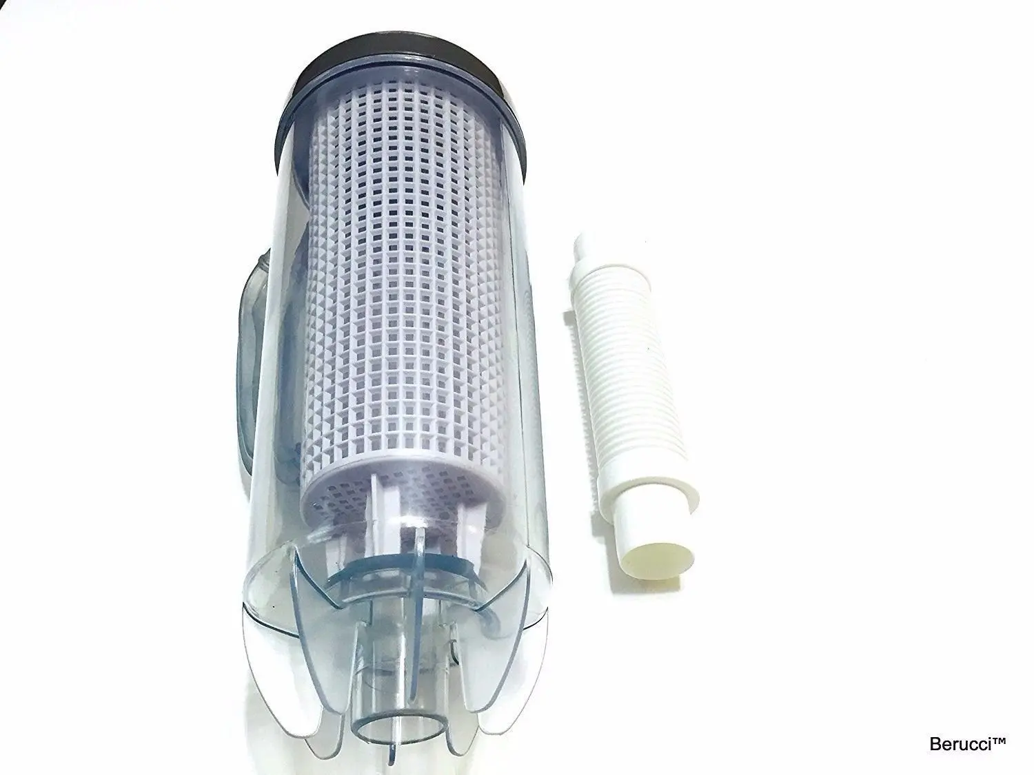 Get Quotations · Berucci Extra Large Capacity 17" Pool Cleaner Leaf Trap Canister with Basket and Hose Connector