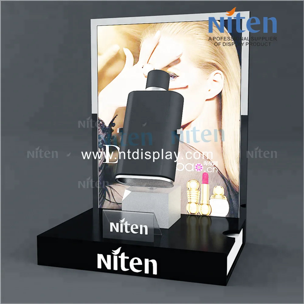 With Led Lightning Perspex Acrylic Perfume Counter Top Display Rack For