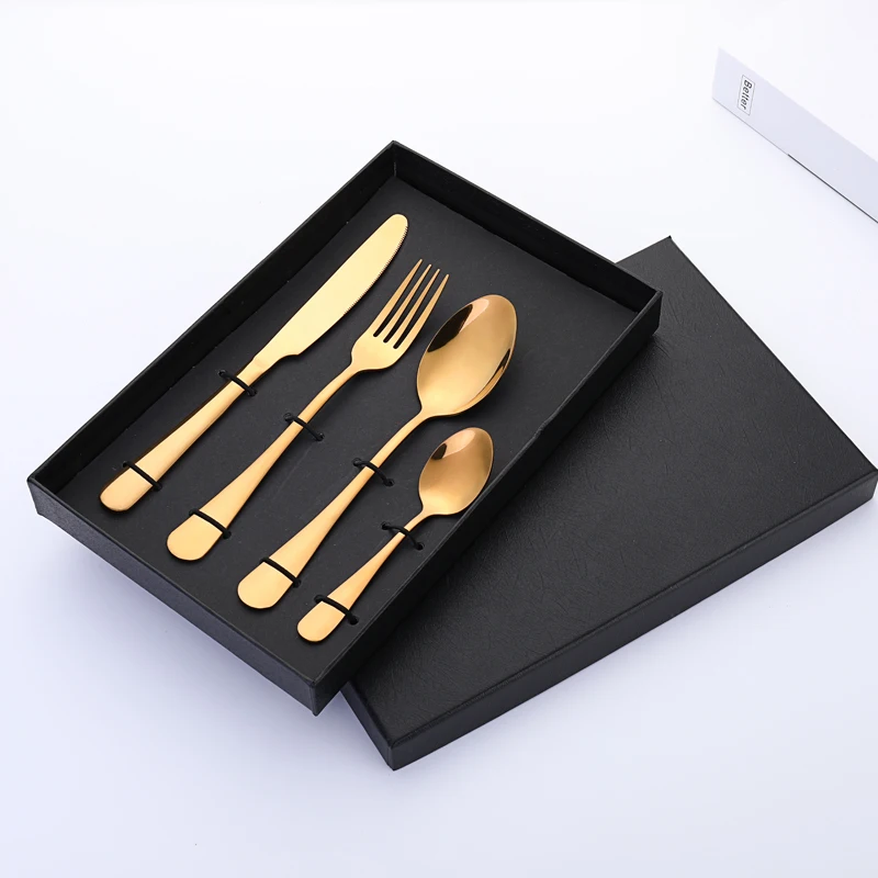 

18/0 stainless steel gold flatware set cubiertos de acero inoxidable