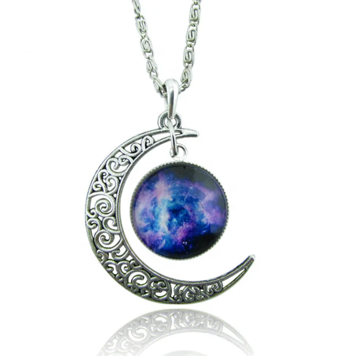 

Time gems glowing glass stone moon pendant necklaces