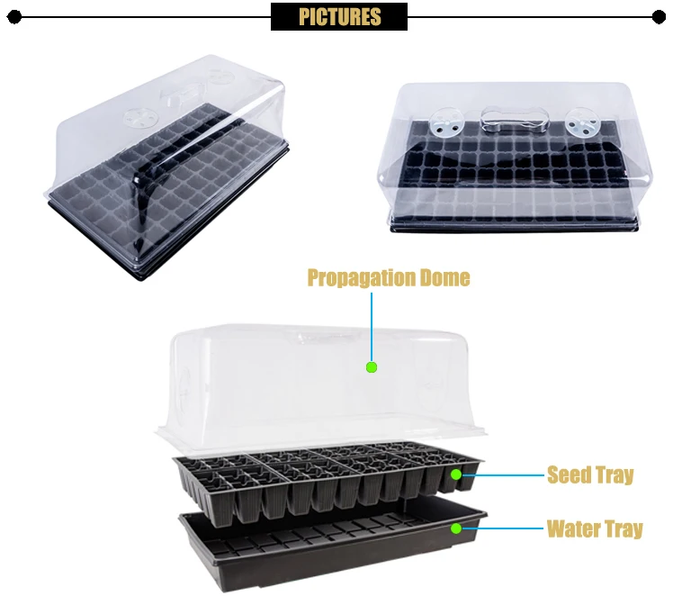 Hydroponics Garden Seed Germination Tray Chamber Kit With Heat Mat 10"x 20.75" / 72 Cell