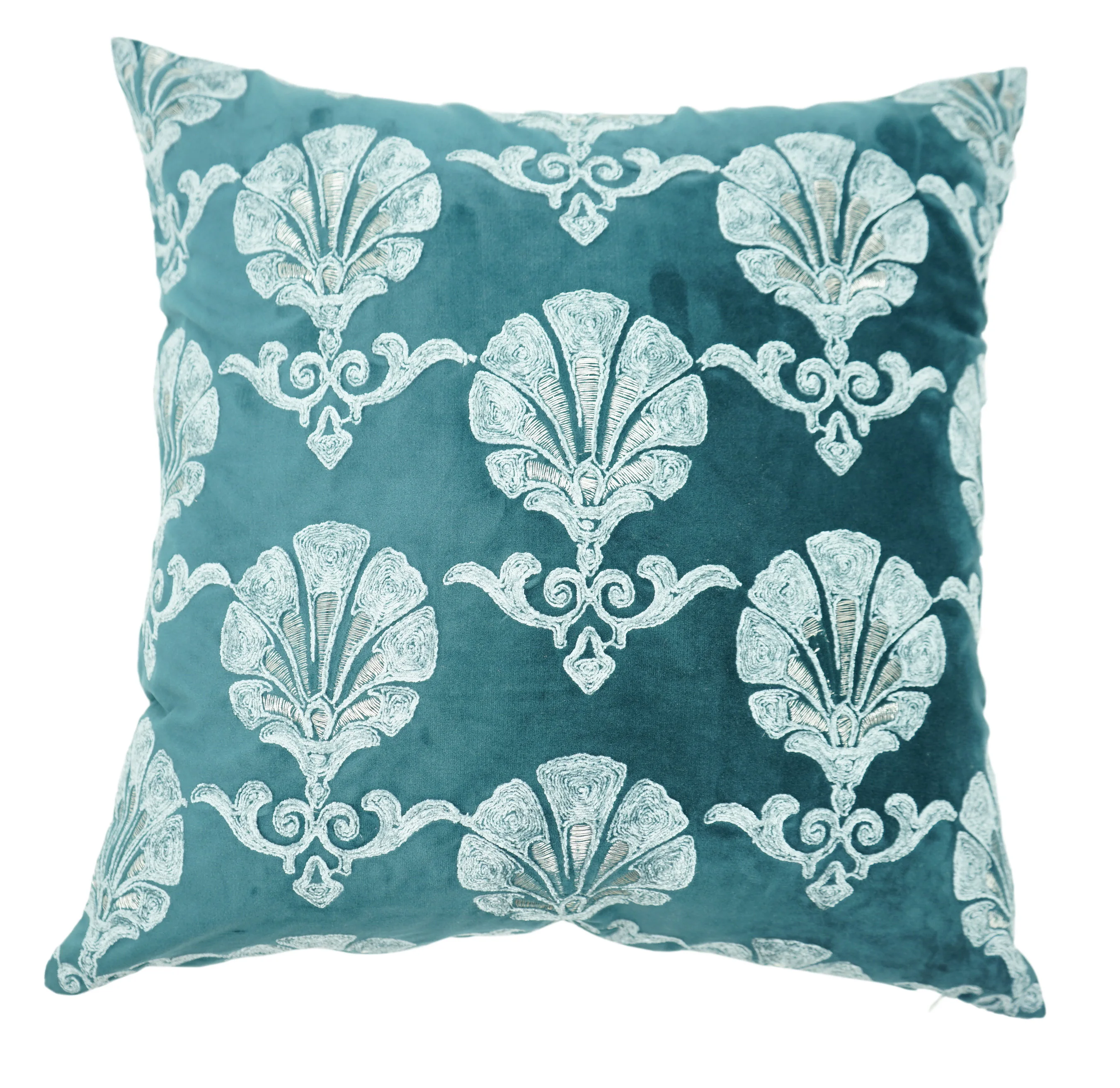 
Embroidery Velvet Throw Pillow Cover, Sapphire Blue Series Floral Soft Fuzzy Cozy Warm Slik Decorative Square Couch Cushion 
