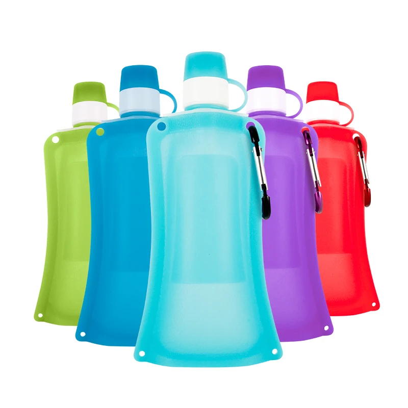 

Eco-friendly Lightweight 500ml Silicone Folding Water Bottle with Lid