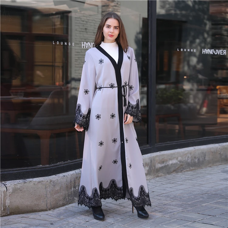 

Wholesale High Quality Fashion New Designs Casual Front Open Abaya 2017 Women Lady Muslim Clothing, 3 colors