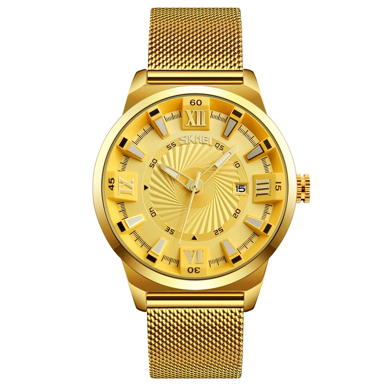 

SKMEI 2019 Top Luxury Brand Men Quartz Watch Business Gold Watches Male Waterproof Wristwatches Clock Relogio Masculino 9166