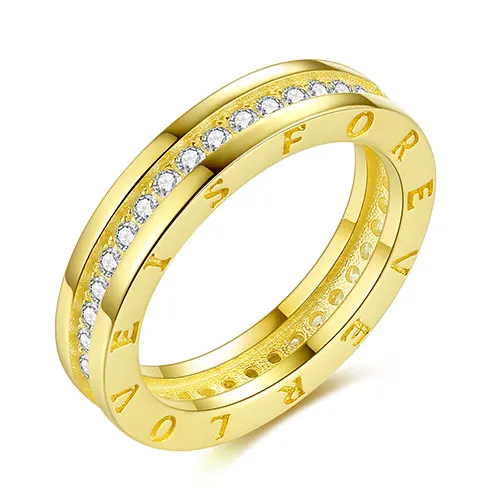 

Wholesale 925 sterling silver Forever Love Ring Gold Color Wedding Rings with Clear CZ for Women Jewelry