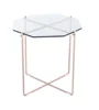 Superior quality hexagon gray glass copper brushing wire frame coffee table higher size