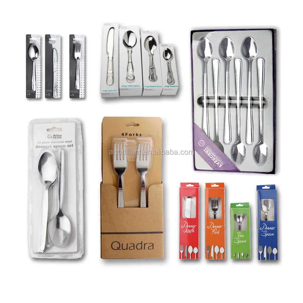 Menagere Inox De Hanger Stainless Steel 6pcs Set Bulk Metal Spoons