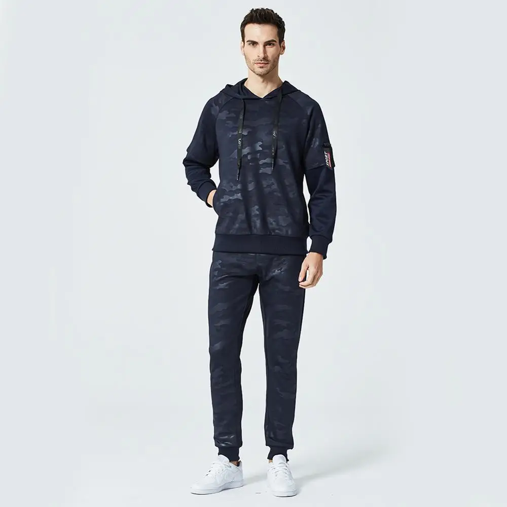 

Amazon hot sale camouflage sweatsuit set men cheap tracksuit, Navy blue;black