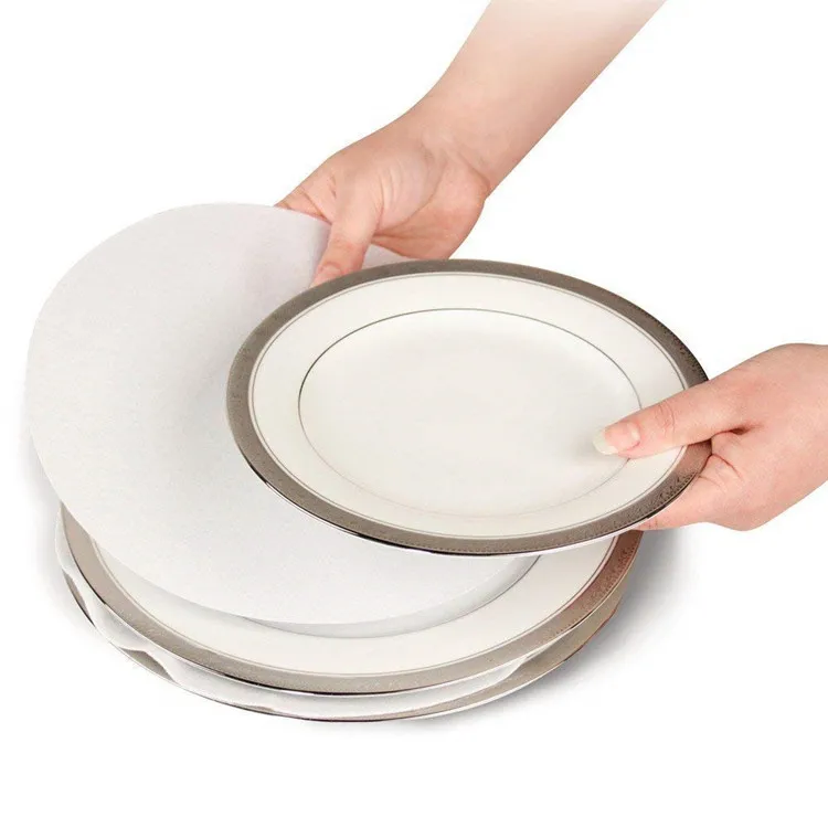 

Dinner plate dish separator pads Saucer Dessert Plate protector Premium Soft white felt plate divider
