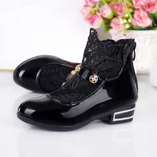 2016 Spring Summer European Style Girls Sweet Breathable Lace Boots Elegant Kids Trendy Flower Metal Decoration