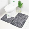 Bath Rug Set 2 Piece Bathroom Contour Rug Toilet Mat Sets Non Slip Microfiber Bath Shower Mat U-Shaped Toilet Rug Combo Set