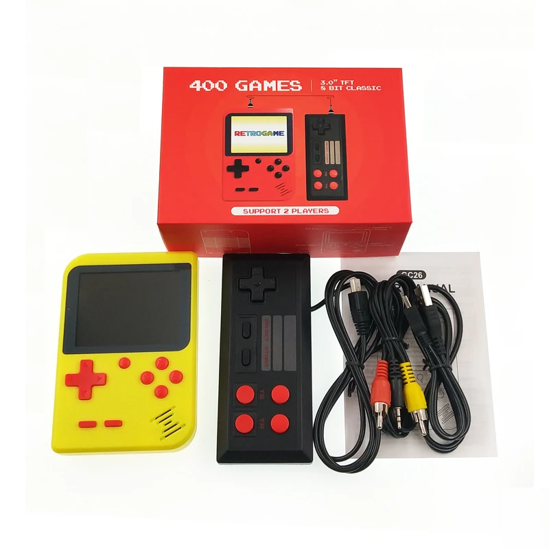

YLW Portable Mini Game Console Handheld Gamepad 8-bit TV Console Game Classic 400 Game Consoles Retro For Dual Player, White/black/blue/red/yellow