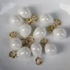 Charming !11 8*10 mm Shine White ABS Half Pearl Waterdrop Beads With Metal Gold /Silver Eye Loops For Earring Craft